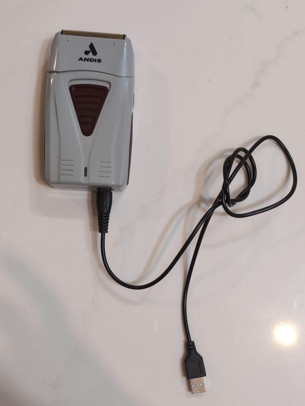 Andis Gray and Maroon USB Rechargeable Foil Shaver